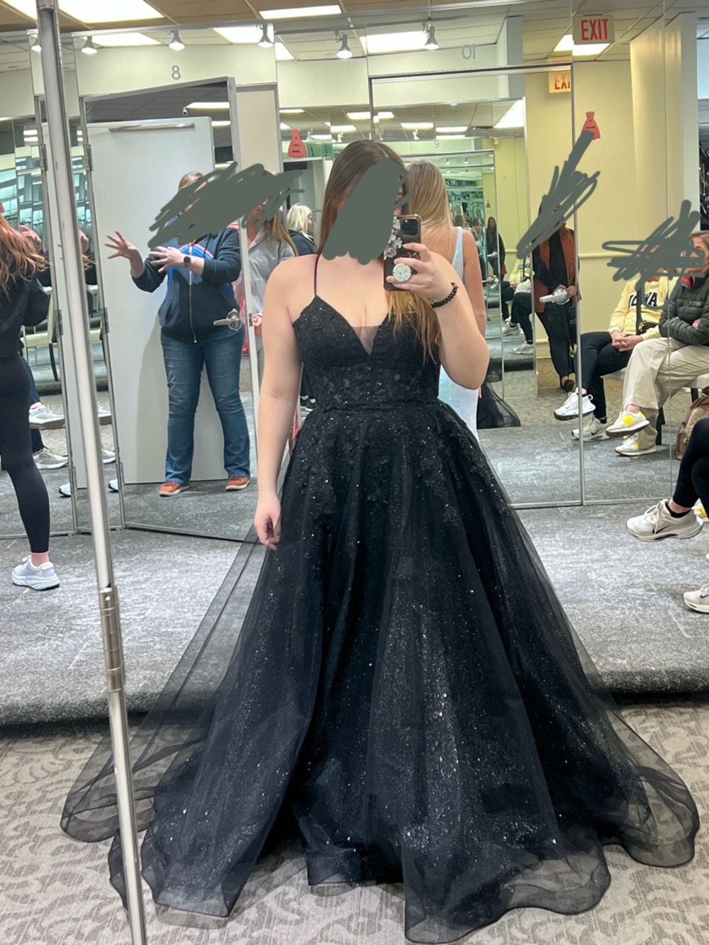Elegant Black Sequin Ball Gown Dress Size 14